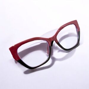 NEW 2 Sets of Fashion Clear Glasses Cat Eye Dual Color Oversized